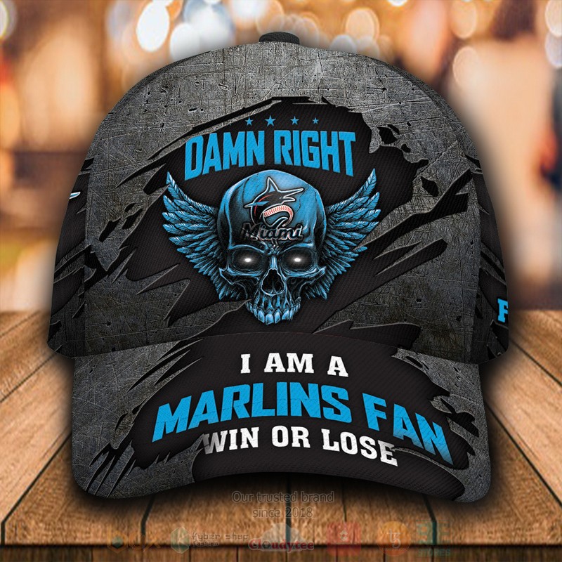 BEST Miami Marlins Skull Custom Classic Cap word1
