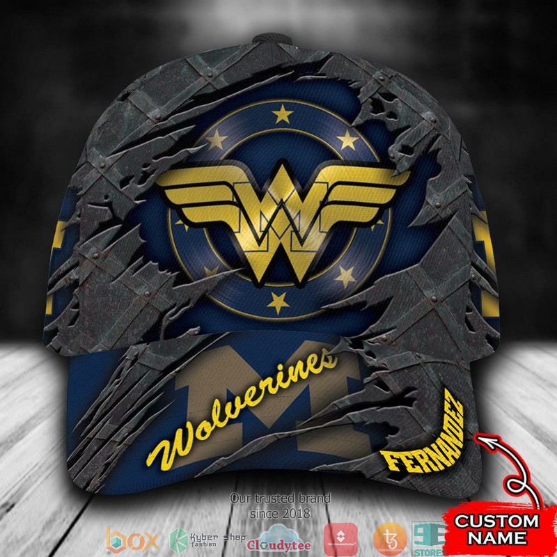 Michigan Wolverines Wonder Wonman NCAA1 Custom Name Cap word3