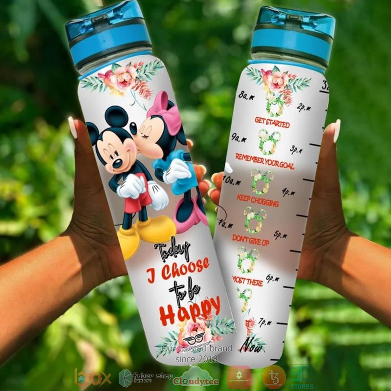 Mickey Mouse Couple Today I Choose Happy Water Bottle