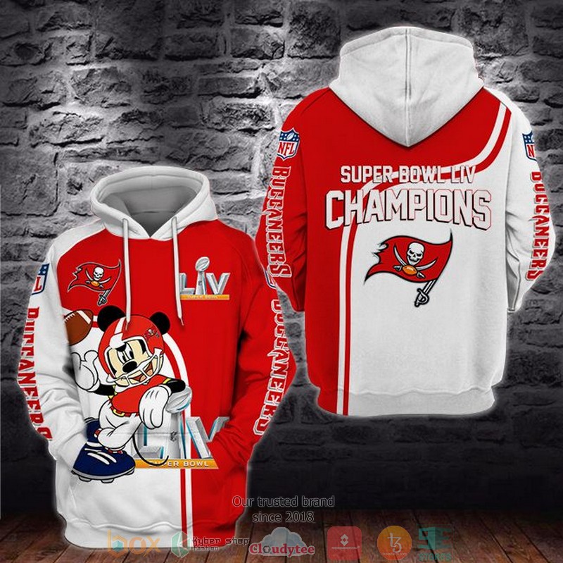 NEW Mickey Mouse Tampa Bay Buccaneers Super Bowl LIV Champions 3D Hoodie word1
