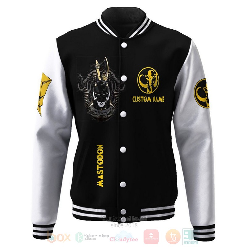 BEST Mighty Morphin Power Ranger Black Custom Name Unisex Baseball Jacket word2