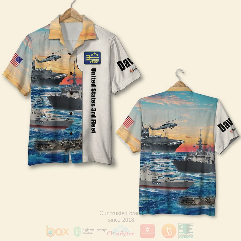 BEST Military Ship, Cruiser, Aircraft Carrier Entering the War Custom Name Aloha Hawaiian Shirt