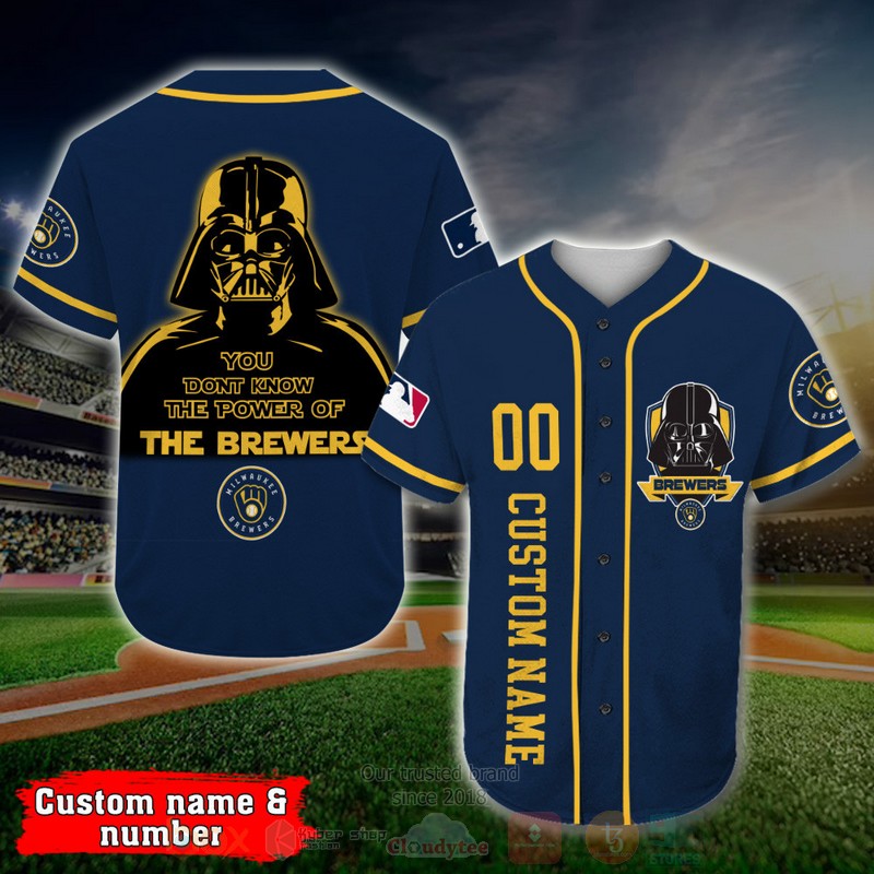 BEST Milwaukee Brewers, Darth Vader Custom AOP Baseball Jersey word1