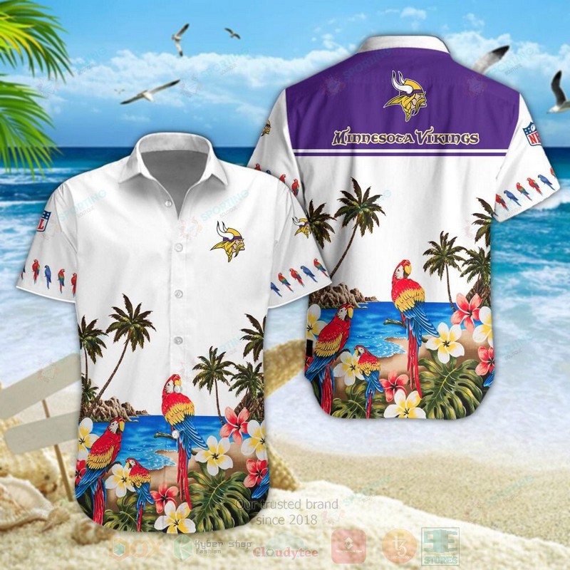BEST Minnesota Viking NFL Parrot Aloha Hawaiian Shirt