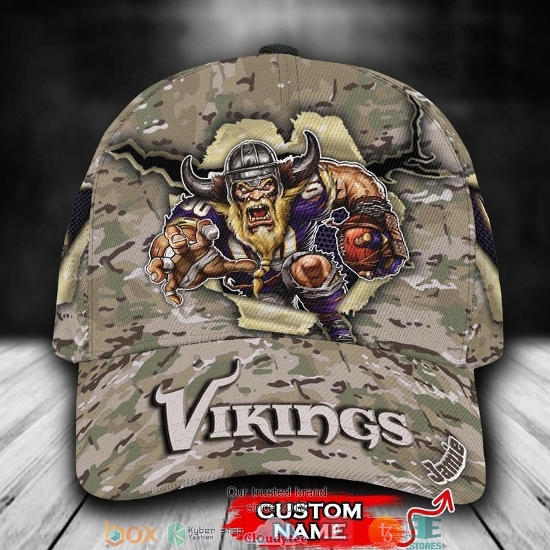Minnesota Vikings CAMO Mascot NFL Custom Name Cap word2