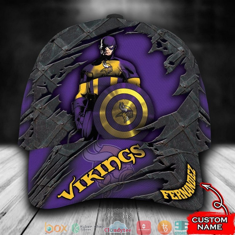 Minnesota Vikings Captain America NFL Custom Name Cap word3