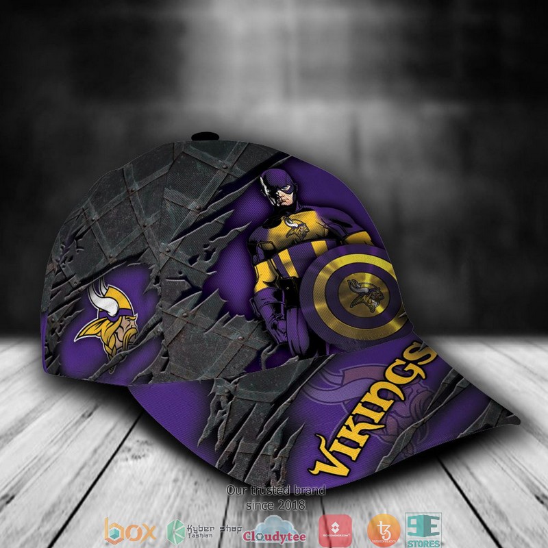 Minnesota Vikings Captain America NFL Custom Name Cap 2 Minnesota Vikings Captain America NFL Custom Name Cap word2