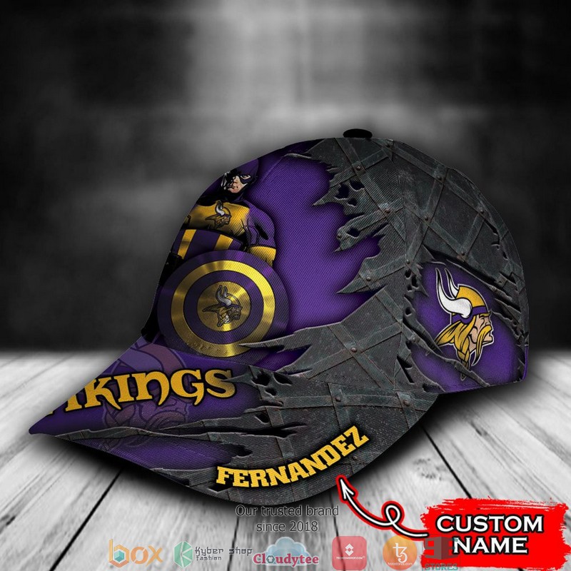 Minnesota Vikings Captain America NFL Custom Name Cap 3 Minnesota Vikings Captain America NFL Custom Name Cap word2