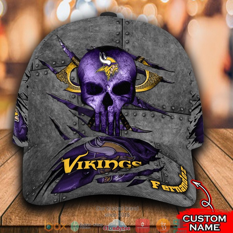 Minnesota Vikings Skull NFL Custom Name Cap 9 Minnesota Vikings Skull NFL Custom Name Cap word2