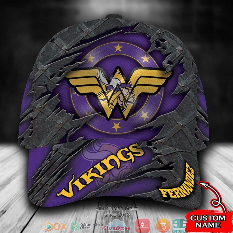 Minnesota Vikings Wonder Woman NFL Custom Name Cap word1