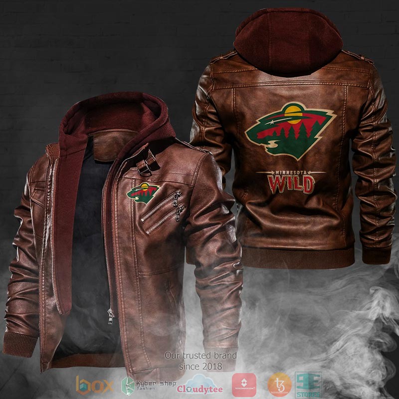 NEW Minnesota Wild PU Leather Jacket word3
