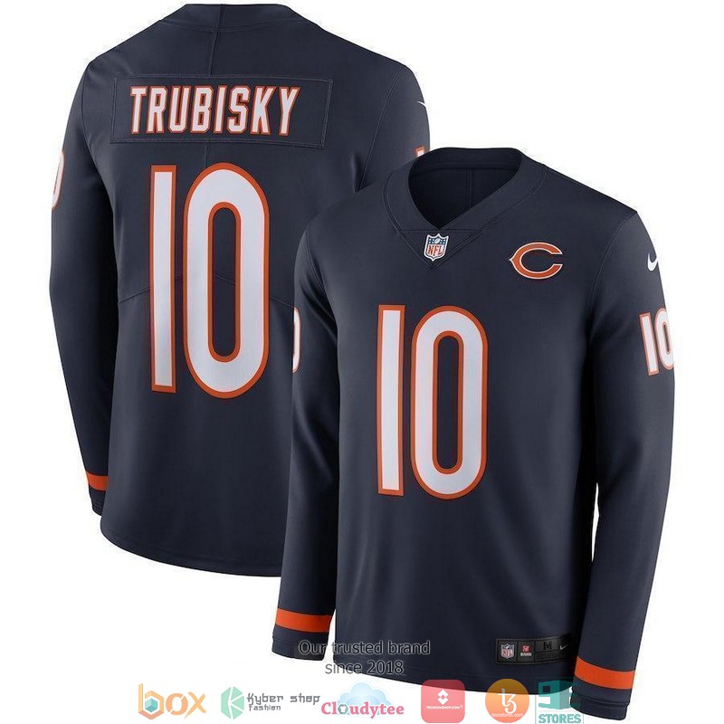 Mitchell Trubisky Chicago Bears Therma Long Sleeve Football Jersey word1