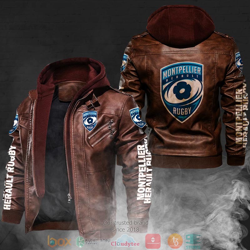 NEW Montpellier Herault Rugby PU Leather Jacket word1