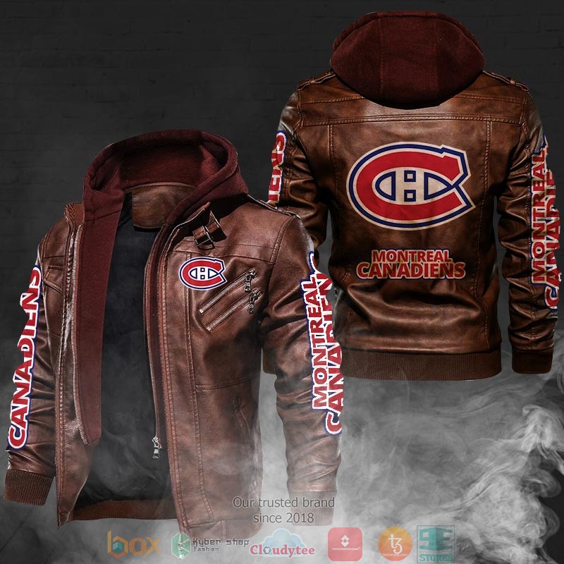 NEW Montreal Canadiens PU Leather Jacket word1
