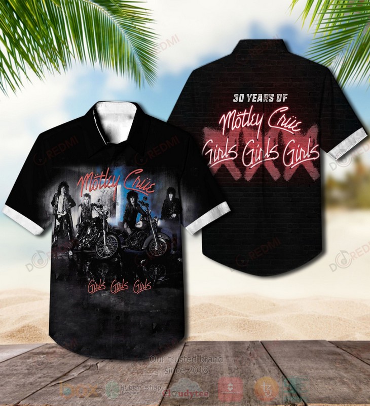 BEST Motley Crue Girls, Girls, Girls Black Album Aloha Hawaiian Shirt