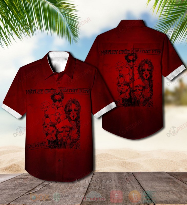 BEST Motley Crue Greatest Hits Red Album Aloha Hawaiian Shirt