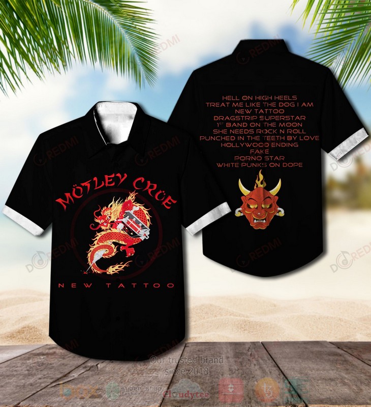 BEST Motley Crue New Tattoo Black Album Aloha Hawaiian Shirt
