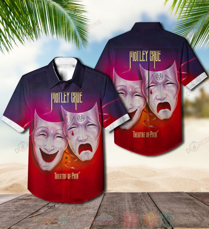 BEST Motley Crue Theatre of Pain Color Album Aloha Hawaiian Shirt