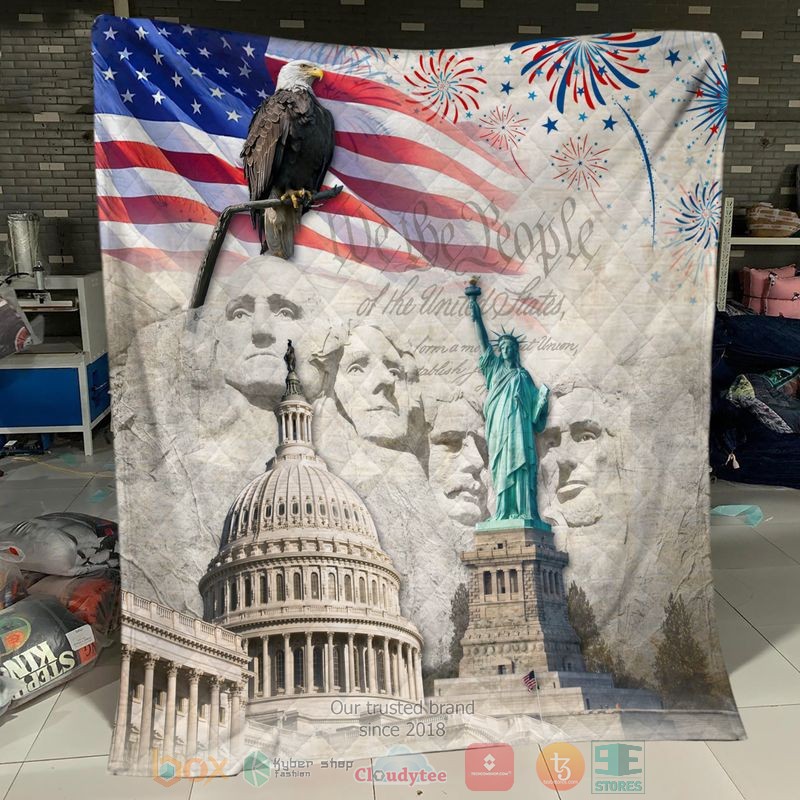 HOT Mount Rushmore Statue of Liberty Capitol Hill Eagle Blanket Quilt word3