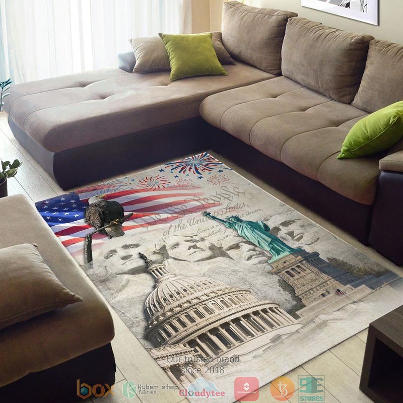 Mount Rushmore Statue of Liberty Eagle America Independence day Rug
