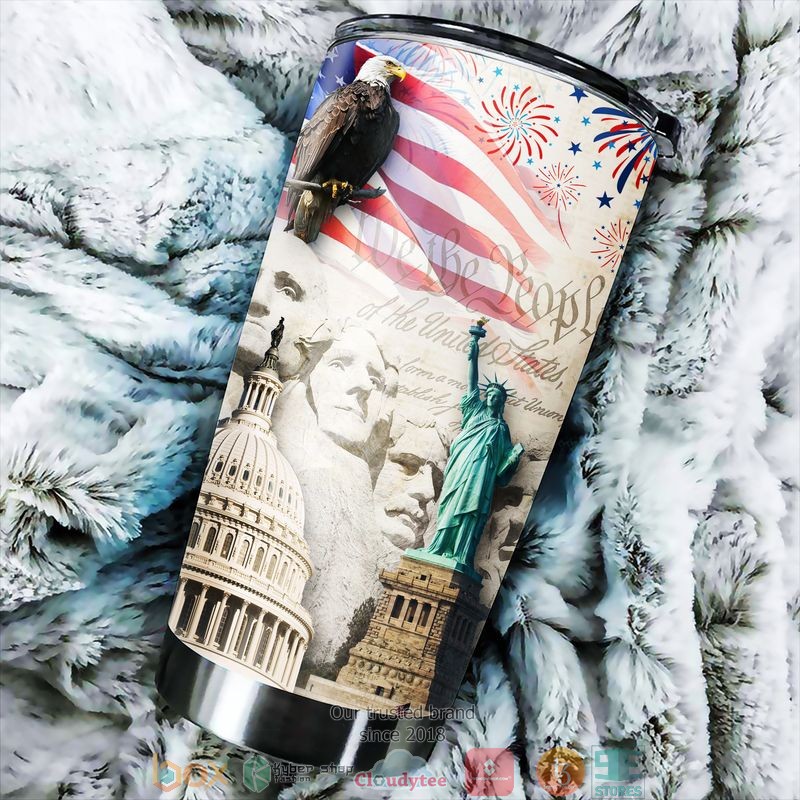 Mount Rushmore Statue of Liberty Eagle America Independence day Tumbler