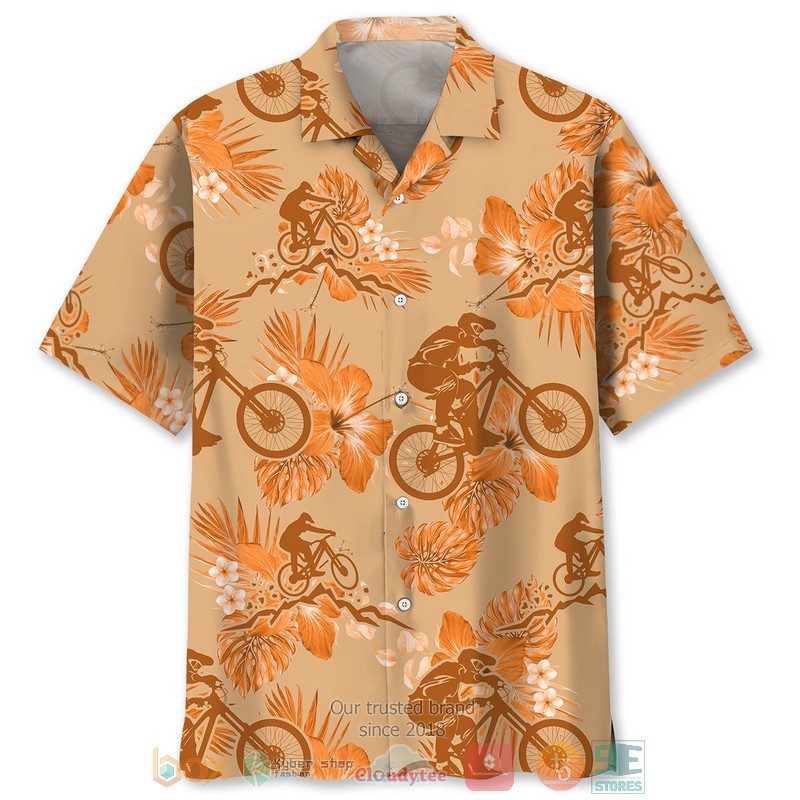 NEW Mountain Bike Tropical plant Orange Hawaiian Shirt 8