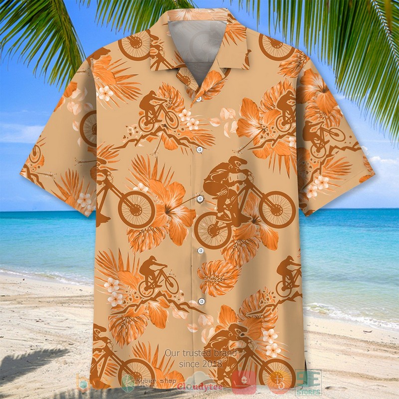NEW Mountain Bike Tropical plant Orange Hawaiian Shirt 10