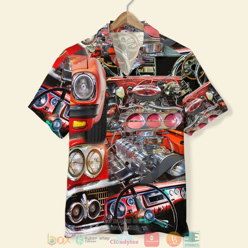 HOT Muscle Car Car Engine Pattern Hawaii Shirt word1