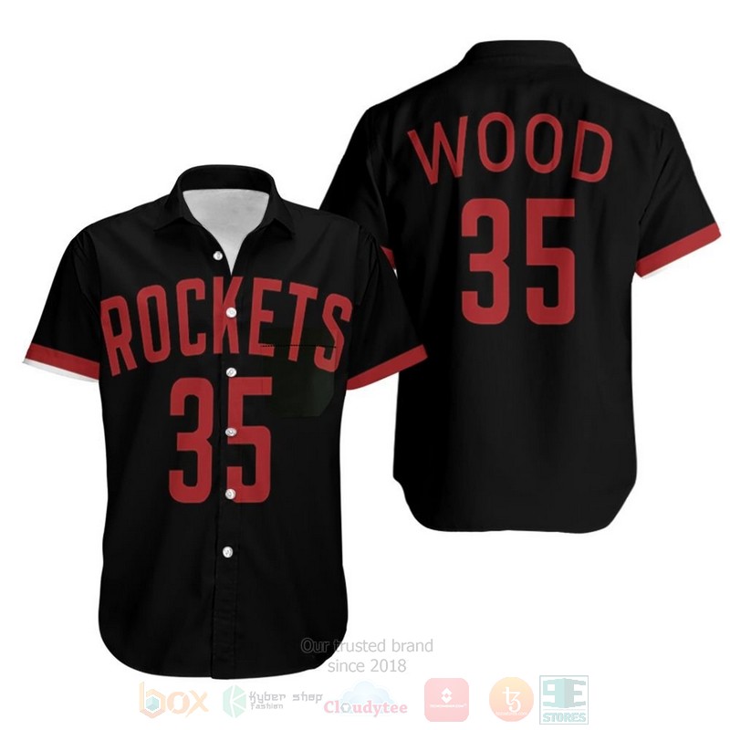 BEST NBA Rockets Christian Wood 2020-21 Earned Black 3D Aloha Shirt word1