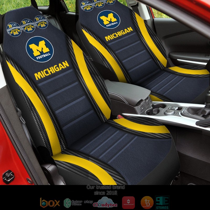 NCAA Michigan Wolverines Big10 Champion Yellow Dark Car Seat Covers