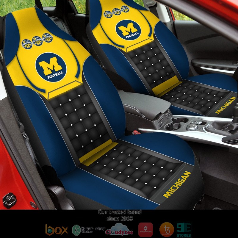 NCAA Michigan Wolverines Big10 Champion Yellow Navy Car Seat Covers