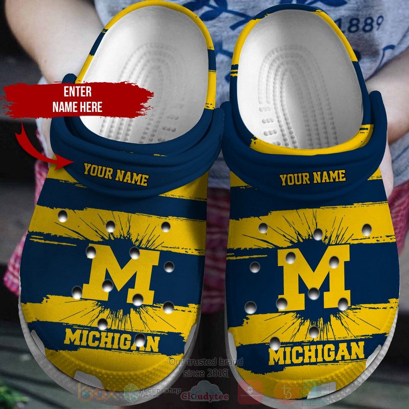BEST NCAA Michigan Wolverines football Custom Name Crocs Crocband Shoes