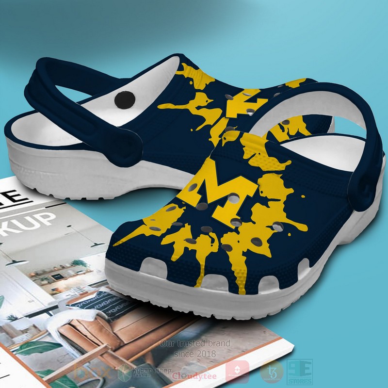 BEST NCAA Michigan Wolverines football Custom Name Navy Crocs Crocband Shoes