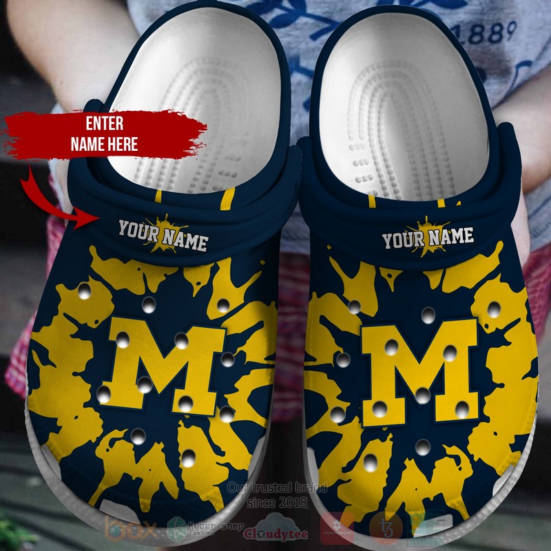 BEST NCAA Michigan Wolverines football Custom Name Navy Crocs Crocband Shoes word1