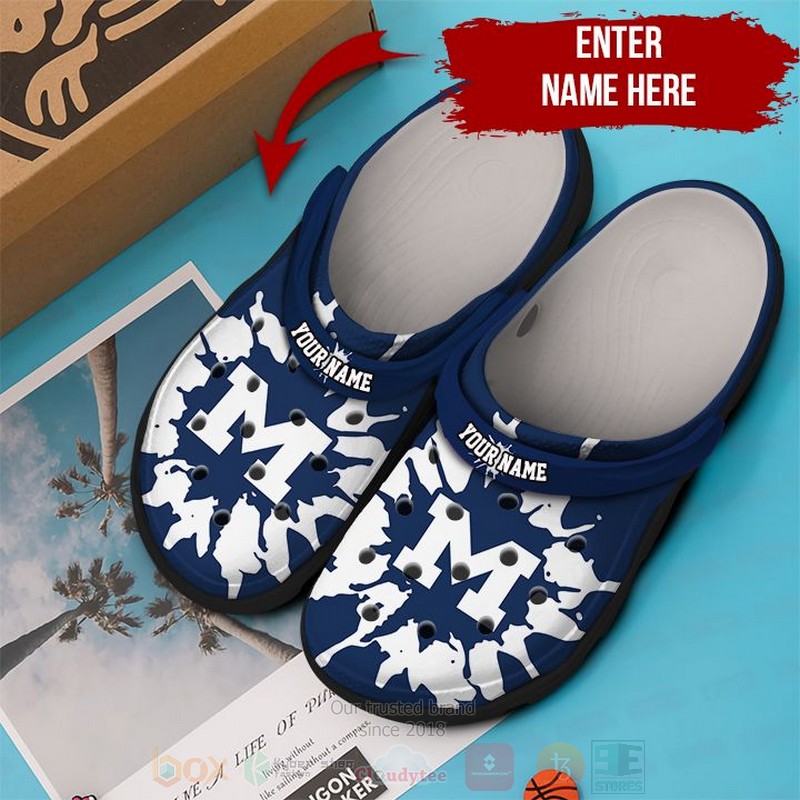 BEST NCAA Michigan Wolverines football Custom Name Navy Pattern Crocs Crocband Shoes