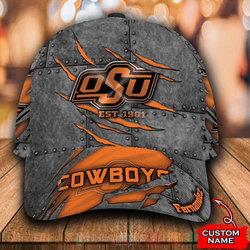 BEST Oklahoma State Cowboys NCAA Custom Name Grey Cap Hat word2