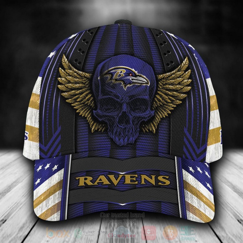 BEST Baltimore Ravens Skull NFL Custom Name Cap Hat