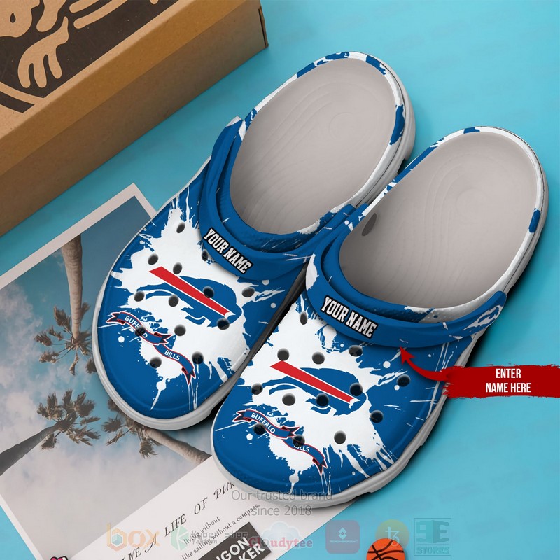 BEST NFL Buffalo Bills Custom Name Blue Pattern Crocs Crocband Shoes