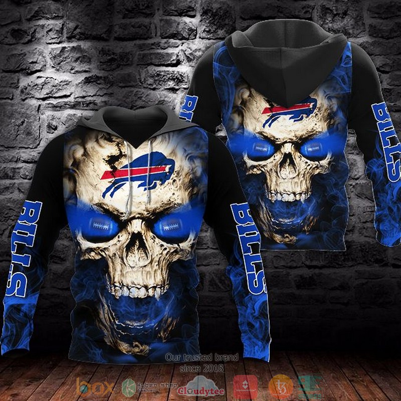 NEW Buffalo Bills Lava Skull 3D Hoodie