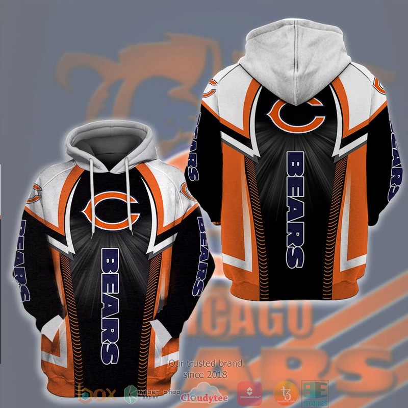 NFL Chicago Bears Black Orange 3d hoodie