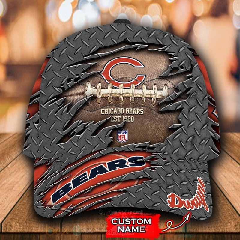 BEST Chicago Bears NFL Custom Name Greys Cap Hat word3