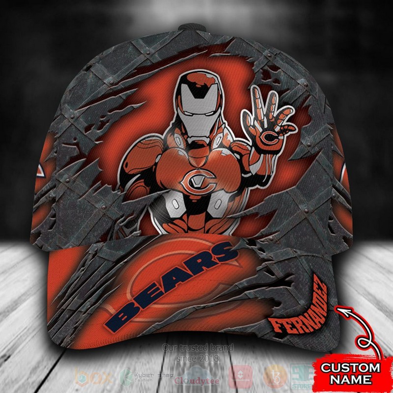 BEST Chicago Bears Iron Man NFL Custom Name Cap Hat word1