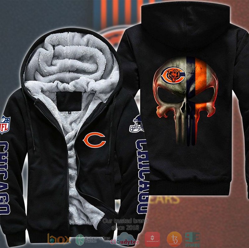 NFL Chicago Bears Punisher Skull 3d Fleece hoodie jacket 2 NFL Chicago Bears Punisher Skull 3d Fleece hoodie jacket word1