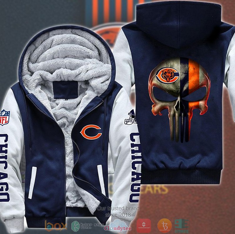 NFL Chicago Bears Punisher Skull 3d Fleece hoodie jacket 3 NFL Chicago Bears Punisher Skull 3d Fleece hoodie jacket word1