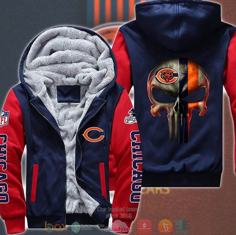 NFL Chicago Bears Punisher Skull 3d Fleece hoodie jacket 4 NFL Chicago Bears Punisher Skull 3d Fleece hoodie jacket word1