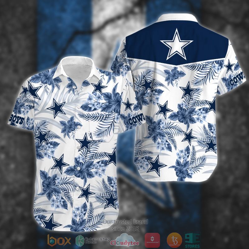 NFL Dallas Cowboys Hibiscus Navy Hawaiian Shirt word1