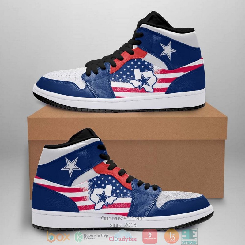 NFL Dallas Cowboys US flag Air Jordan High Top Shoes word3