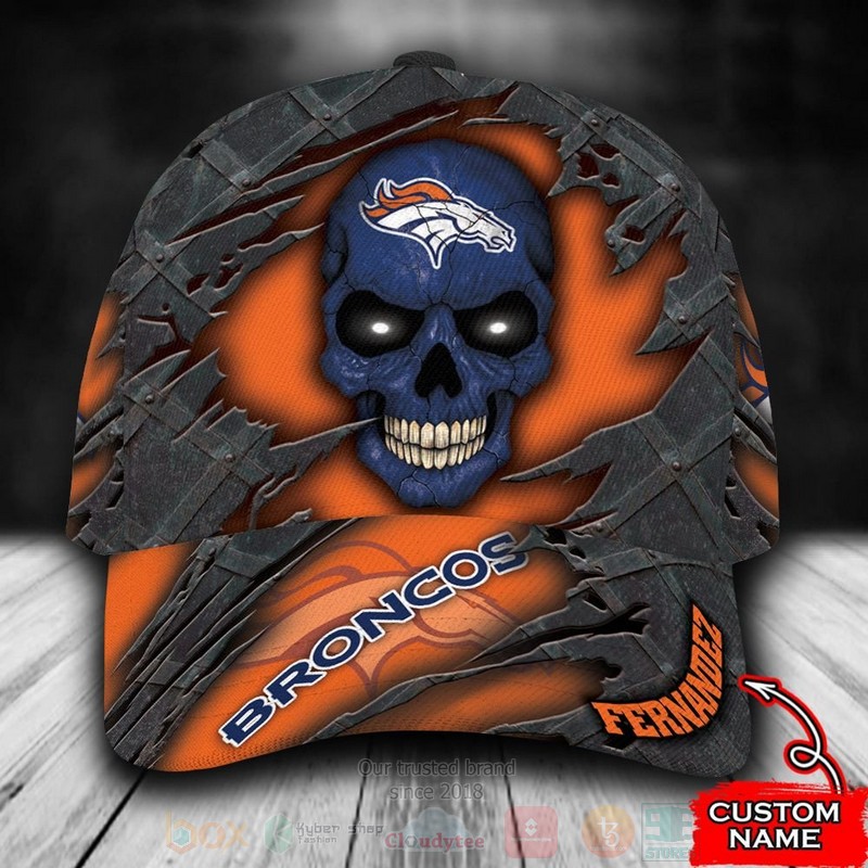 BEST Denver Broncos Skull NFL Custom Name Cap Hat word2