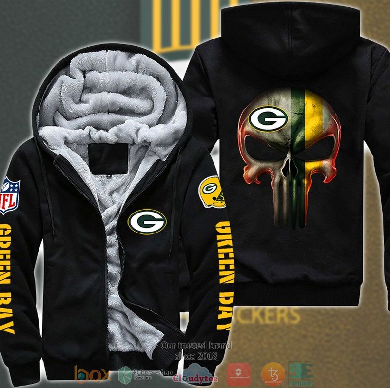 NFL Green Bay Packers Color Line Punisher Skull 3d fleece hoodie jacket word1