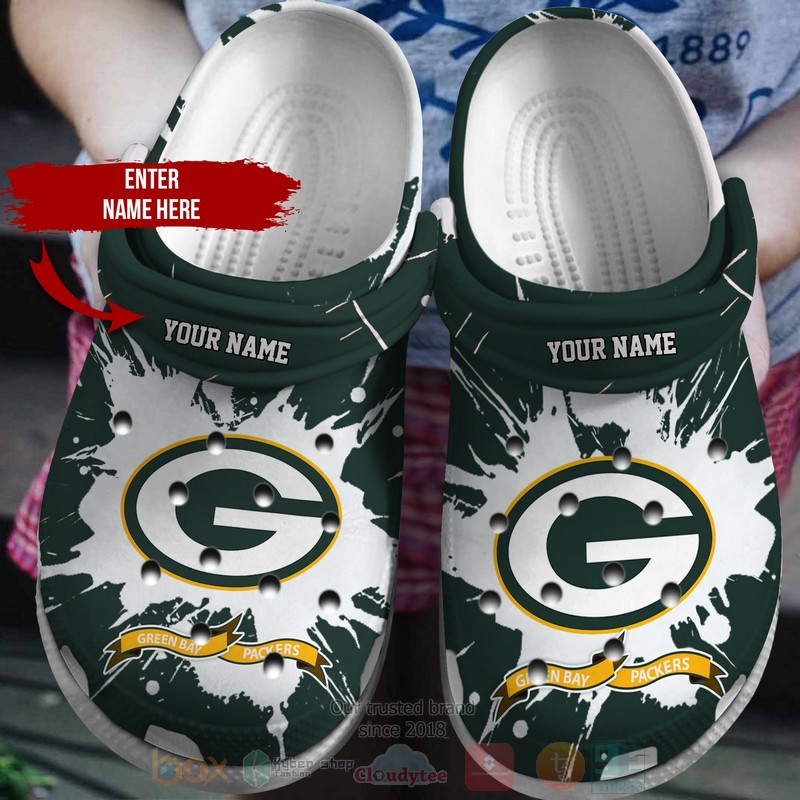 BEST NFL Green Bay Packers Custom Name Green-White Crocs Crocband Shoes
